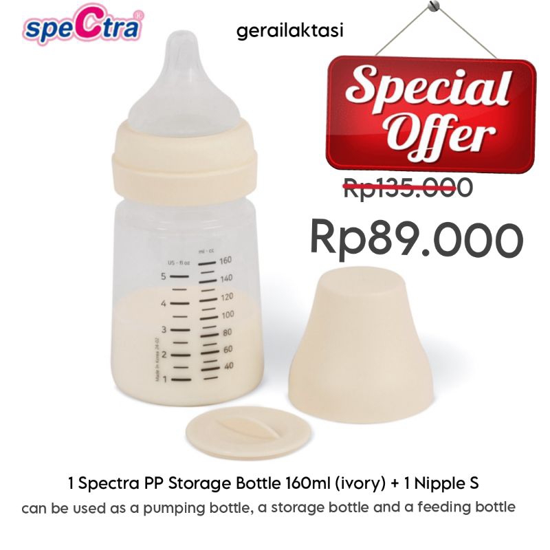 Jual Spectra Botol Susu PP 160 ml Penyimpanan ASI - Breast Milk Storage ...