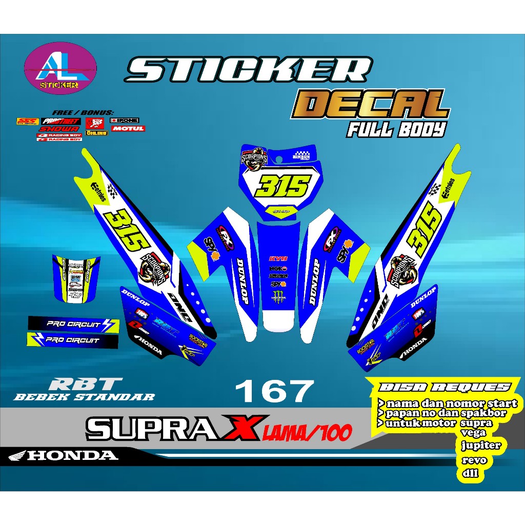 Jual Sticker RBT STRIPING MOTOR DECAL SUPRA X LAMA / 100 NEW FULL BODY ...