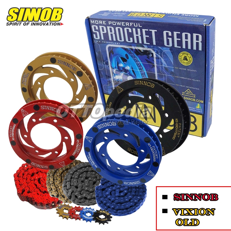 Jual Chain Kit Gear Gir Set Rantai Rante Motor Sinnob Vixion Old Colour ...