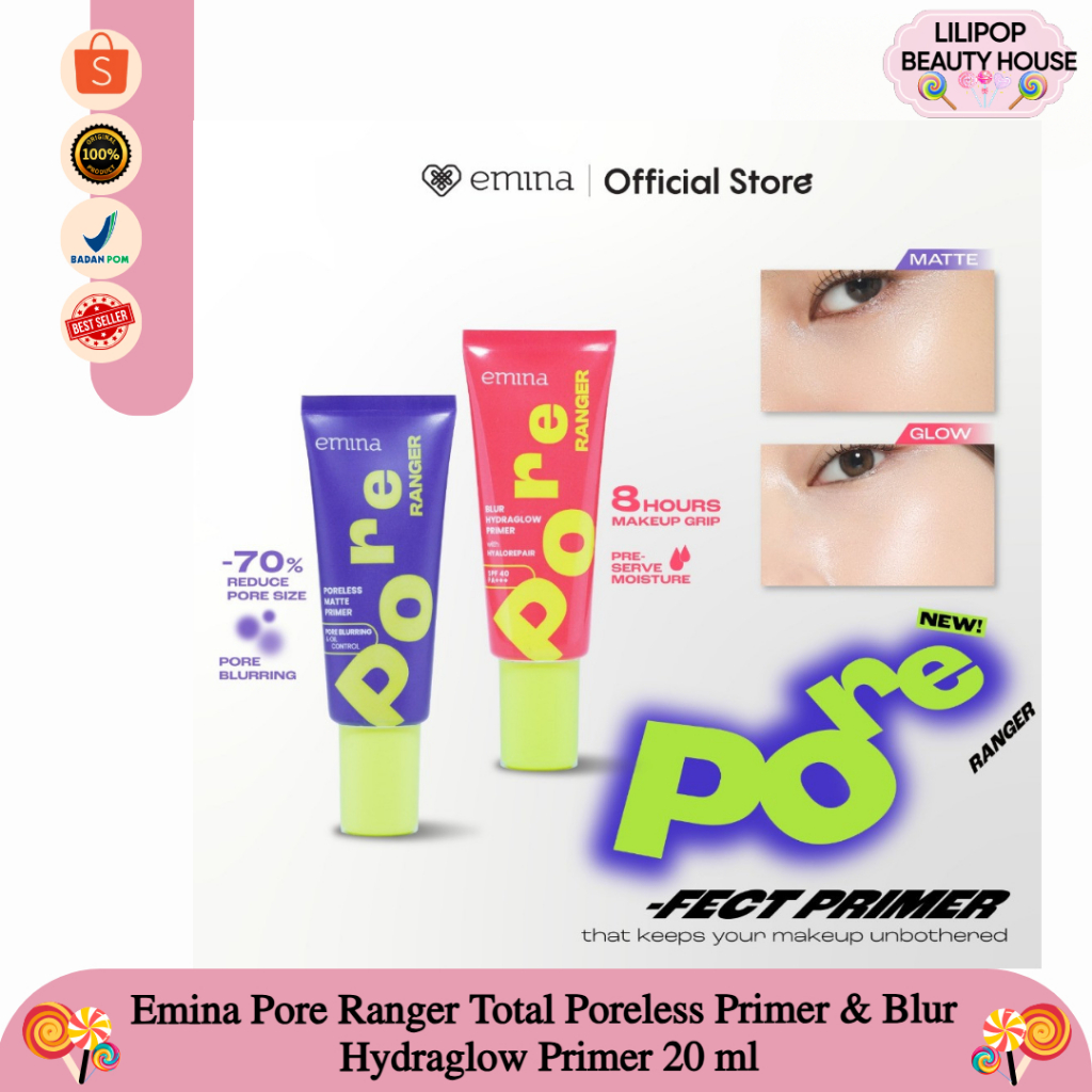 Jual Emina Pore Ranger Total Poreless Primer & Blur Hydraglow Primer 20 ...