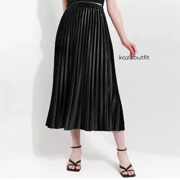 Rok Plisket Bludru Pendek 7 8 Premium Rok Bludru Velvet Premium Bisa