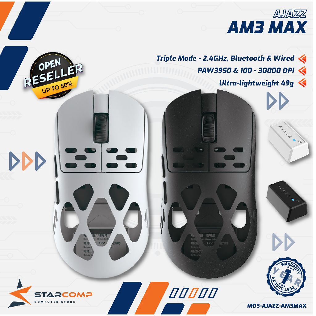 Jual AJAZZ AM3 MAX Mouse Magnesium Gaming Mouse 8K Three Mode PAW3950 ...