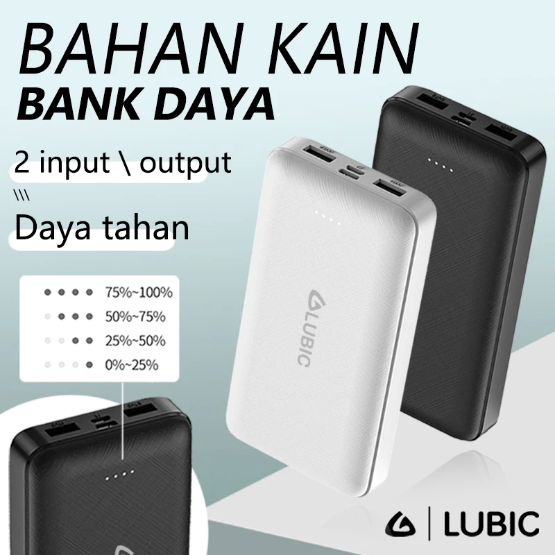 LUBIC Powerbank T37 20000mAh Type-C Micro USB Fast Charging Original Powerbank