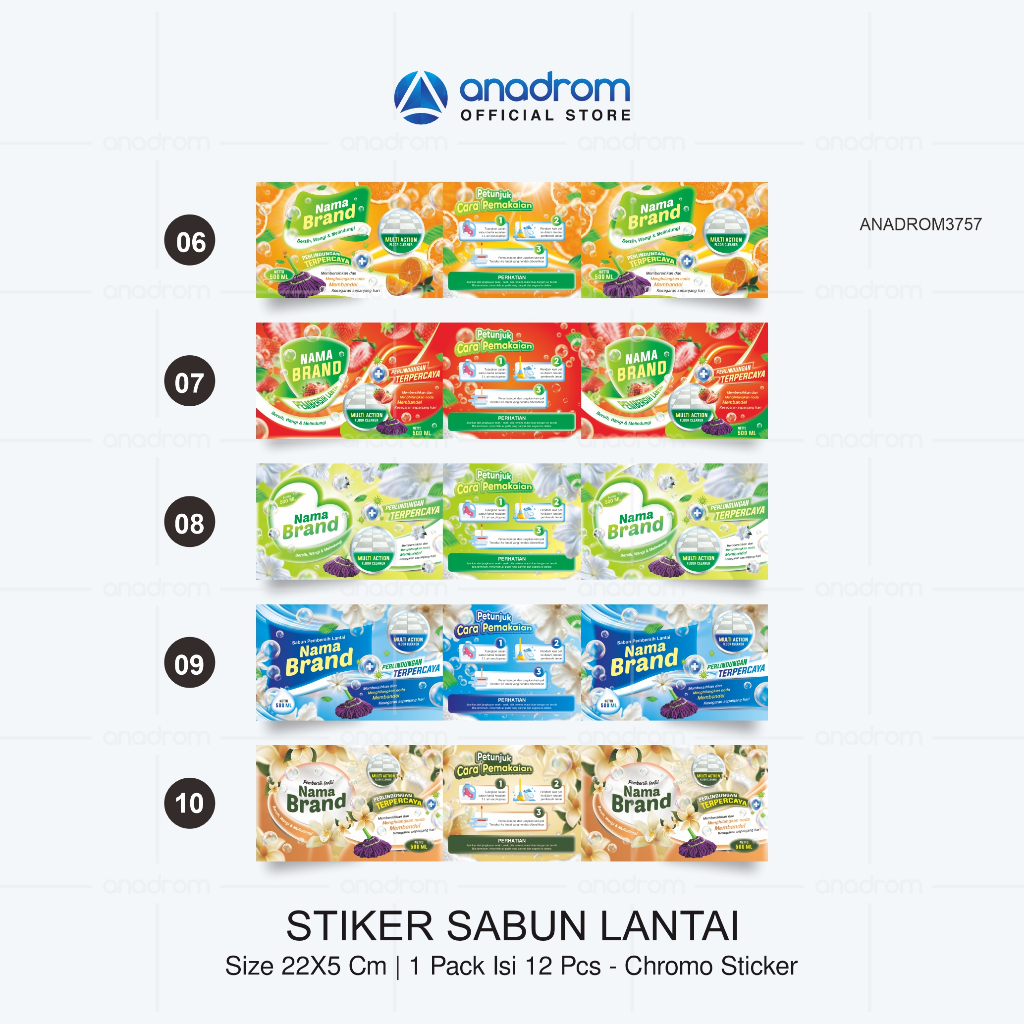 Jual [12 pcs] Stiker Kemasan Botol Sabun Lantai Persegi Panjang ...