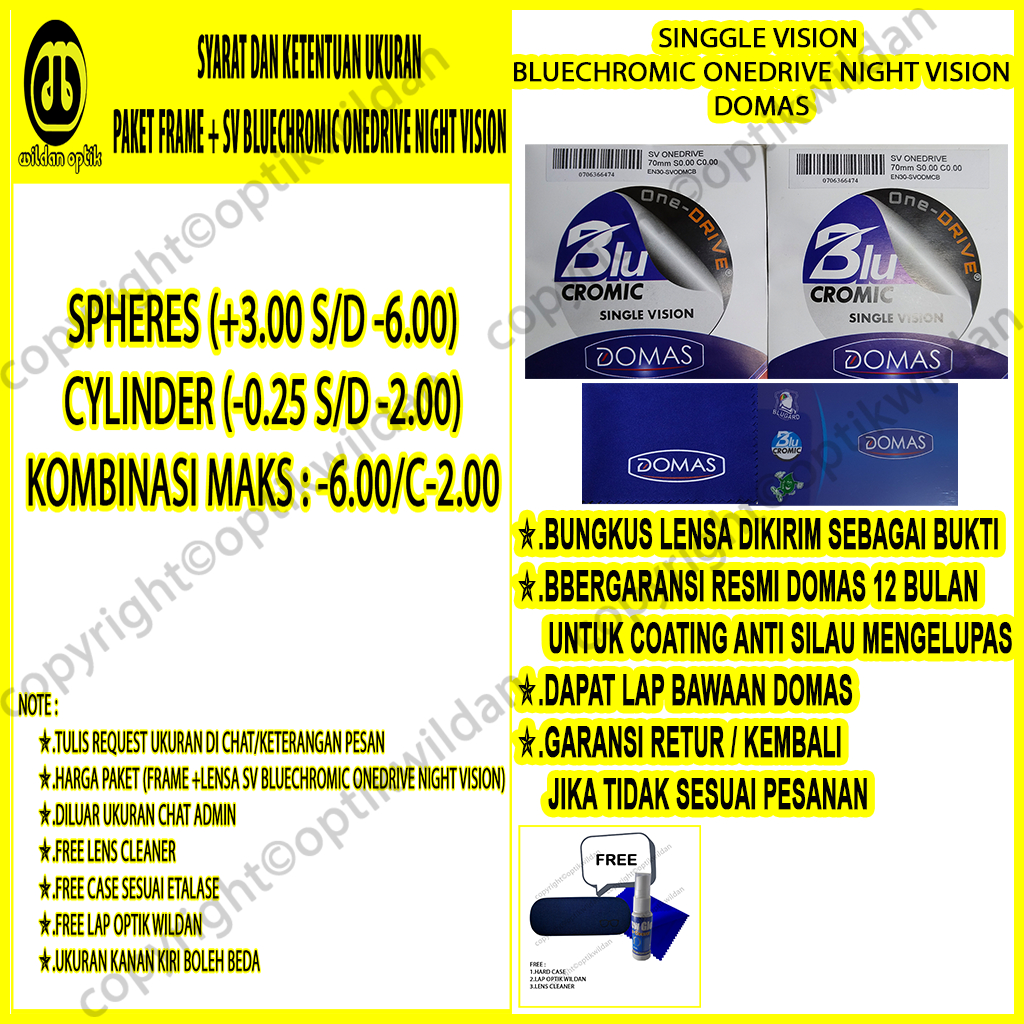 Jual PAKET KACAMATA(FRAME+LENSA) BLUECHROMIC ONEDRIVE ORIGINAL 8025 ...
