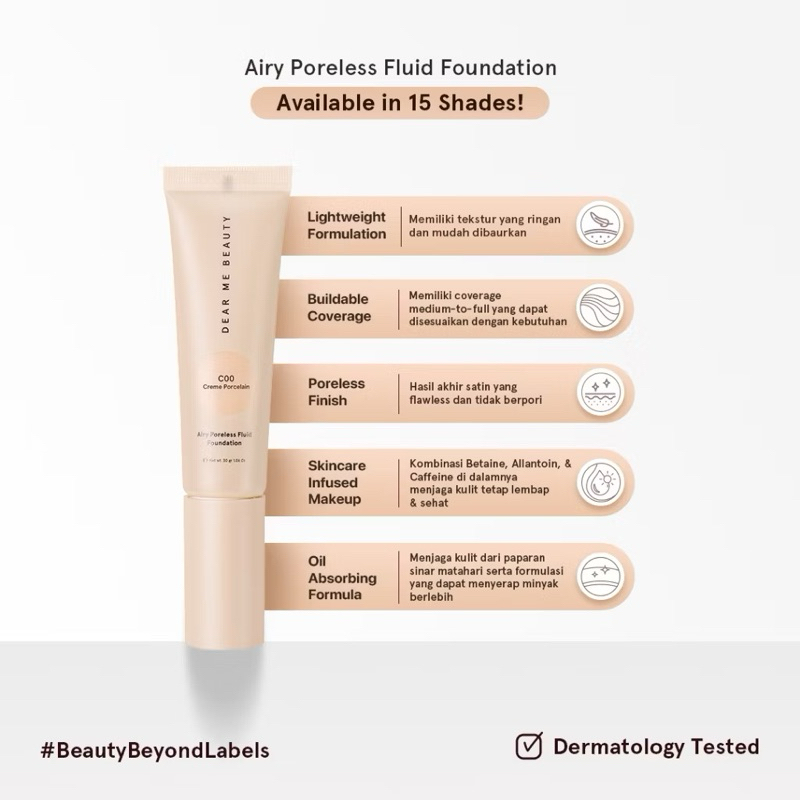 Jual Dear Me Beauty Airy Poreless Fluid Foundation 30gr dearme DEAR ME ...