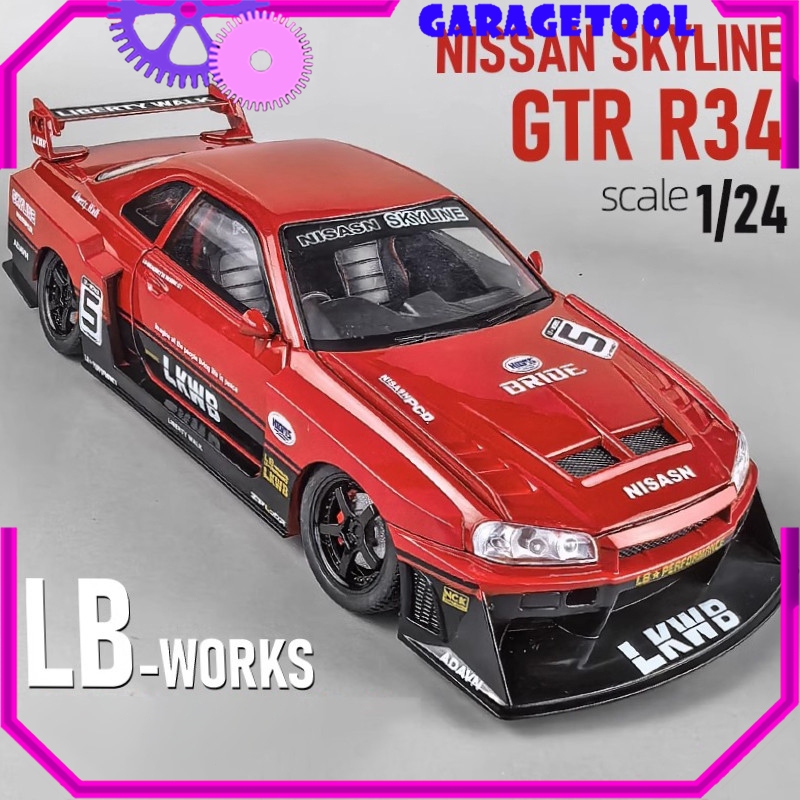 Jual GT| DIECAST LB-R34 SUPER SILHOUETTE SKYLINE LBWK SKALA 1:24 ...