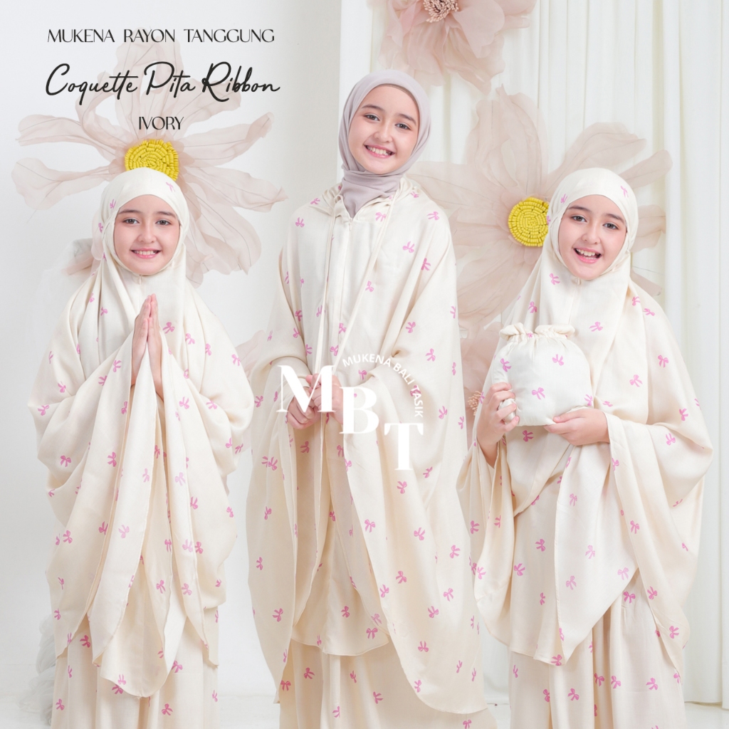 MUKENA BALI TASIK - MUKENA RAYON TANGGUNG & DEWASA COQUETTE PITA RIBBON