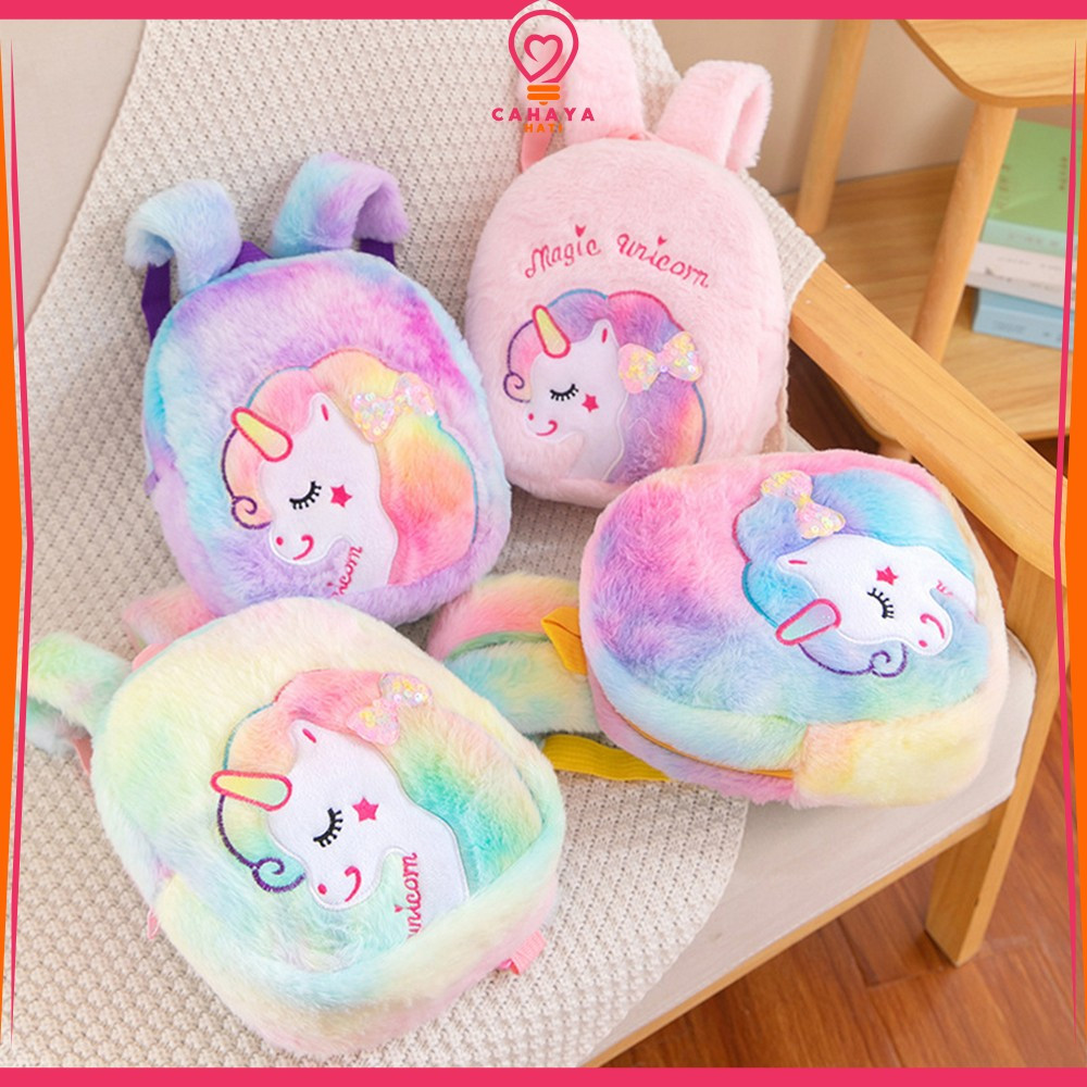 Jual Tas Fluffy Kuda Pony Tas Ransel Anak Karakter Kuda Rainbow Model ...
