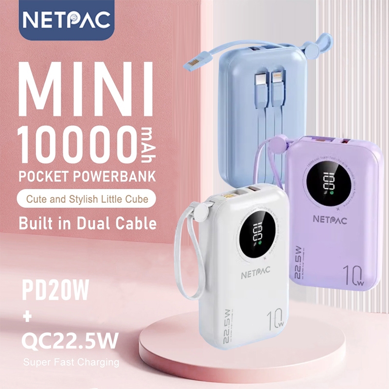 Jual NETPAC Powerbank Mini Fast Charging Power Bank 10000mAh LED ...