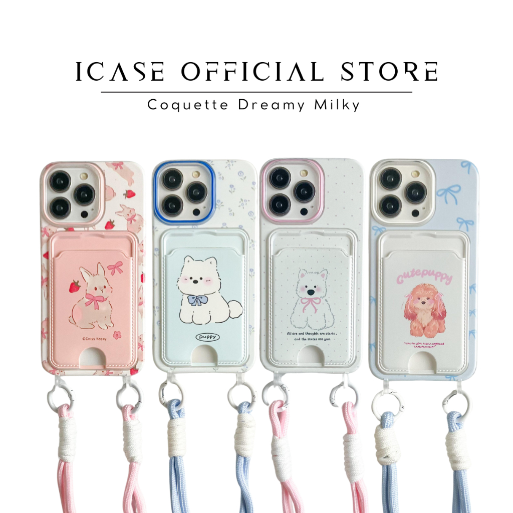 Jual i.Case_Store Puppy & Bunny Case with card holder and rope strap ...