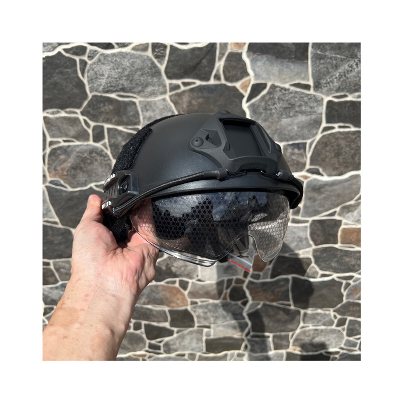 Jual Helm Tactical Fast Helmet With Eye Visor (KACA) HITAM