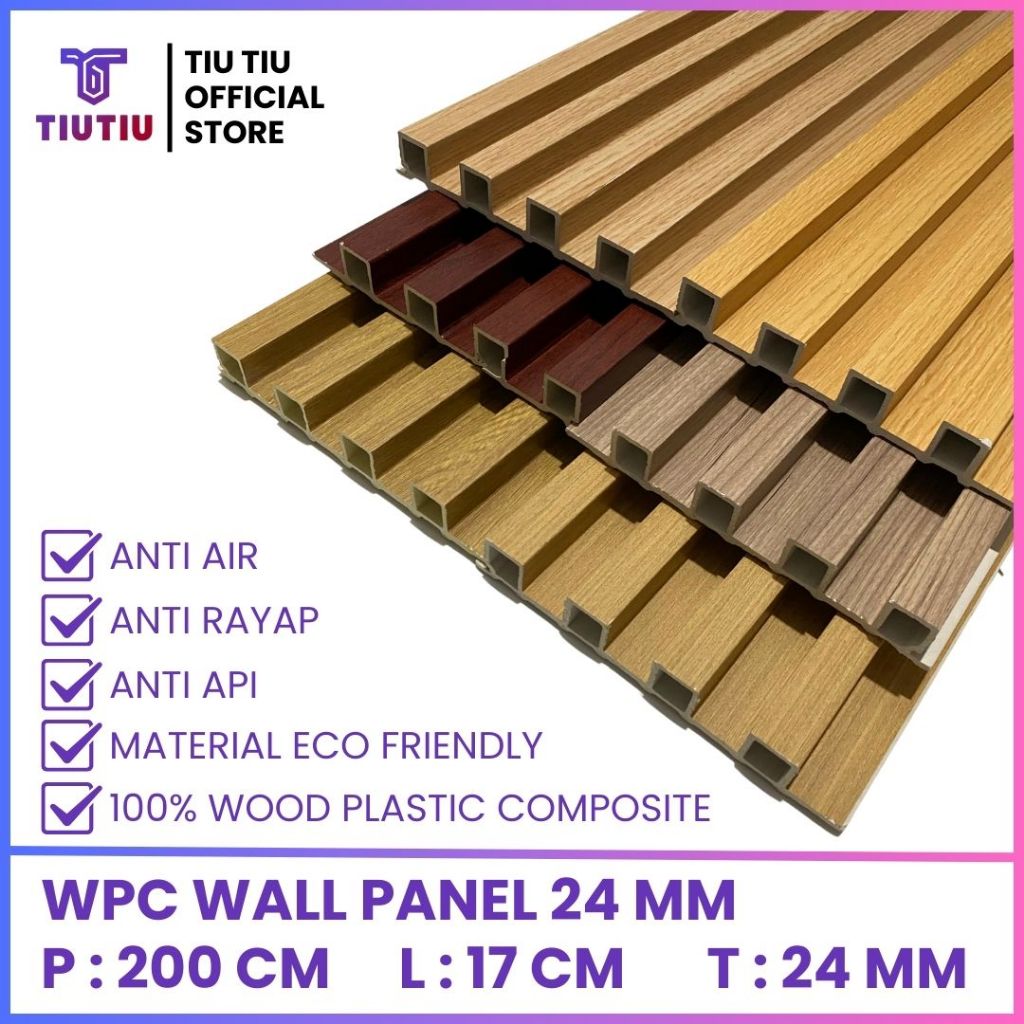 Jual WPC Wallpanel 2 meter 200cm x 16cm x 2.4cm | pvc Wall panel Wood ...