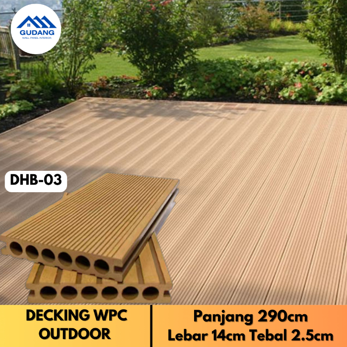 Lantai DECKING WPC OUTDOOR - Lantai Gazebo & Taman - Motif Kayu & Garis Panjang 290cm