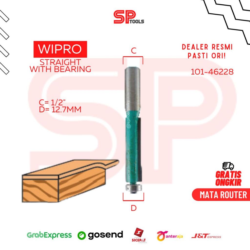 Jual MATA ROUTER ROTER PROFIL KAYU LURUS STRAIGHT BIT WITH BEARING ...