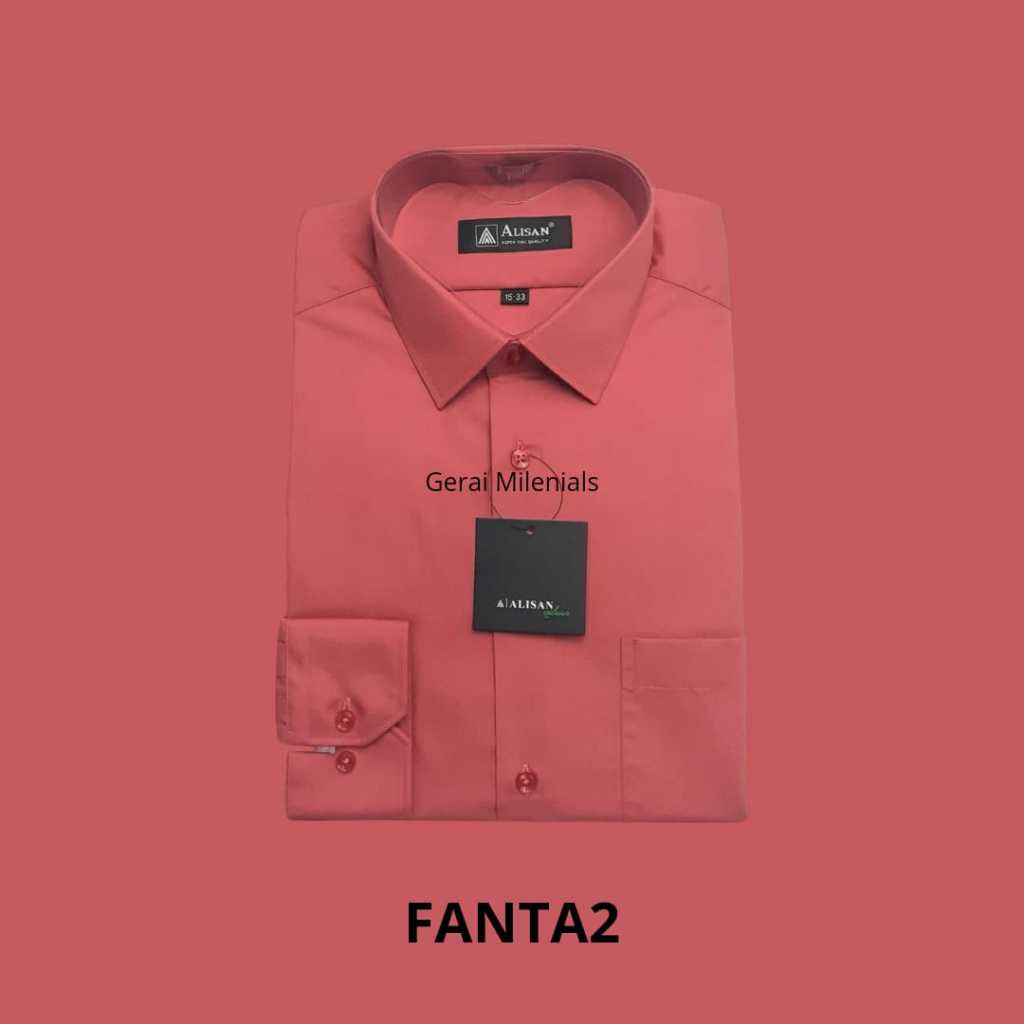 Kemeja Alisan Lengan Panjang Polos Reguler Fit Katalog Warna A