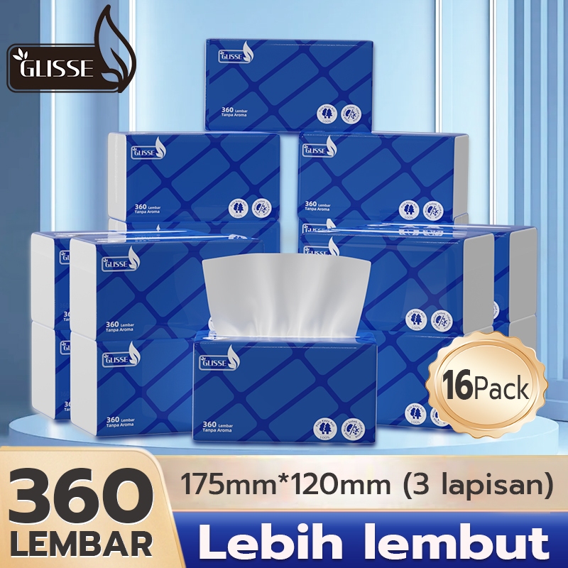 Jual GLISSE Facial Tissues 3-Ply 360 Sheets Tisu Wajah Halus dan Lembut ...