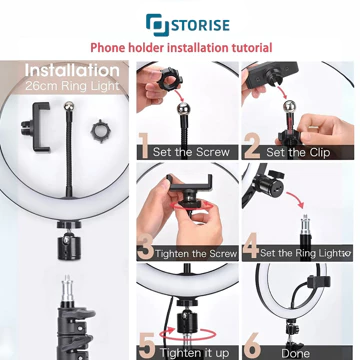 STORISE Lampu LED Ringlight Selfie 26cm Make Up Vlog Live Stream Ring Light Studio Adjustable