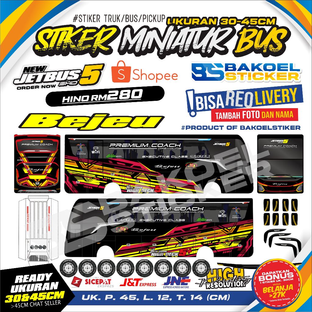Jual Stiker Miniatur Bus PO. BEJEU uk. 30-45cm | Shopee Indonesia