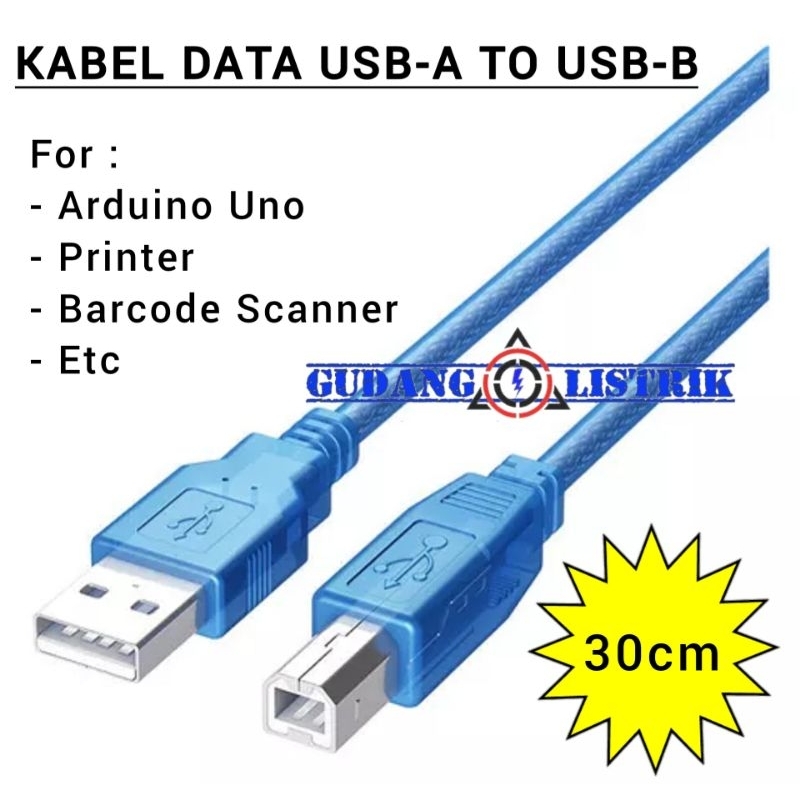 Jual Kabel Data USB Type A to USB Type B Kabel Printer Arduino Uno Mega ...