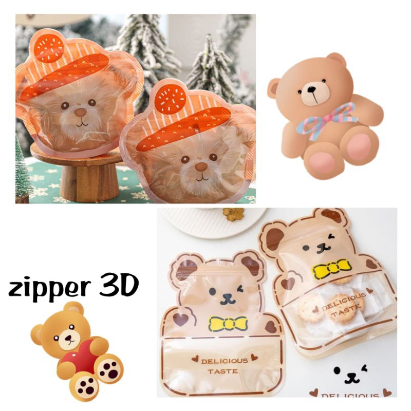 Jual 1pcs ZIPLOCK BAG TEDDY BEAR /PACKAGING LUCU COOKIES PERMEN TEDDY ...