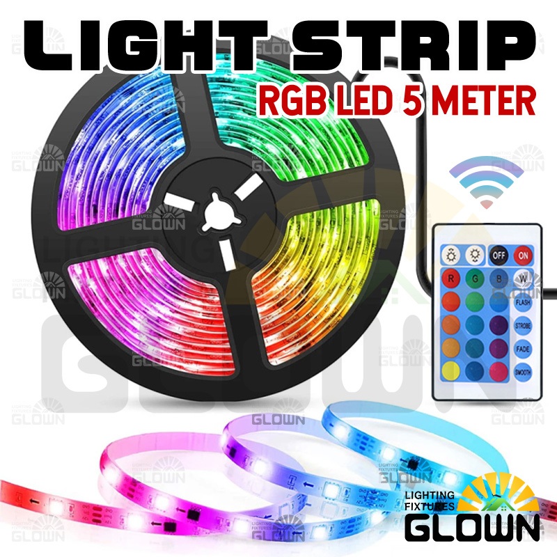 Jual Lampu LED Strip RGB 5M Waterproof Remote Control Flexible Colorful ...