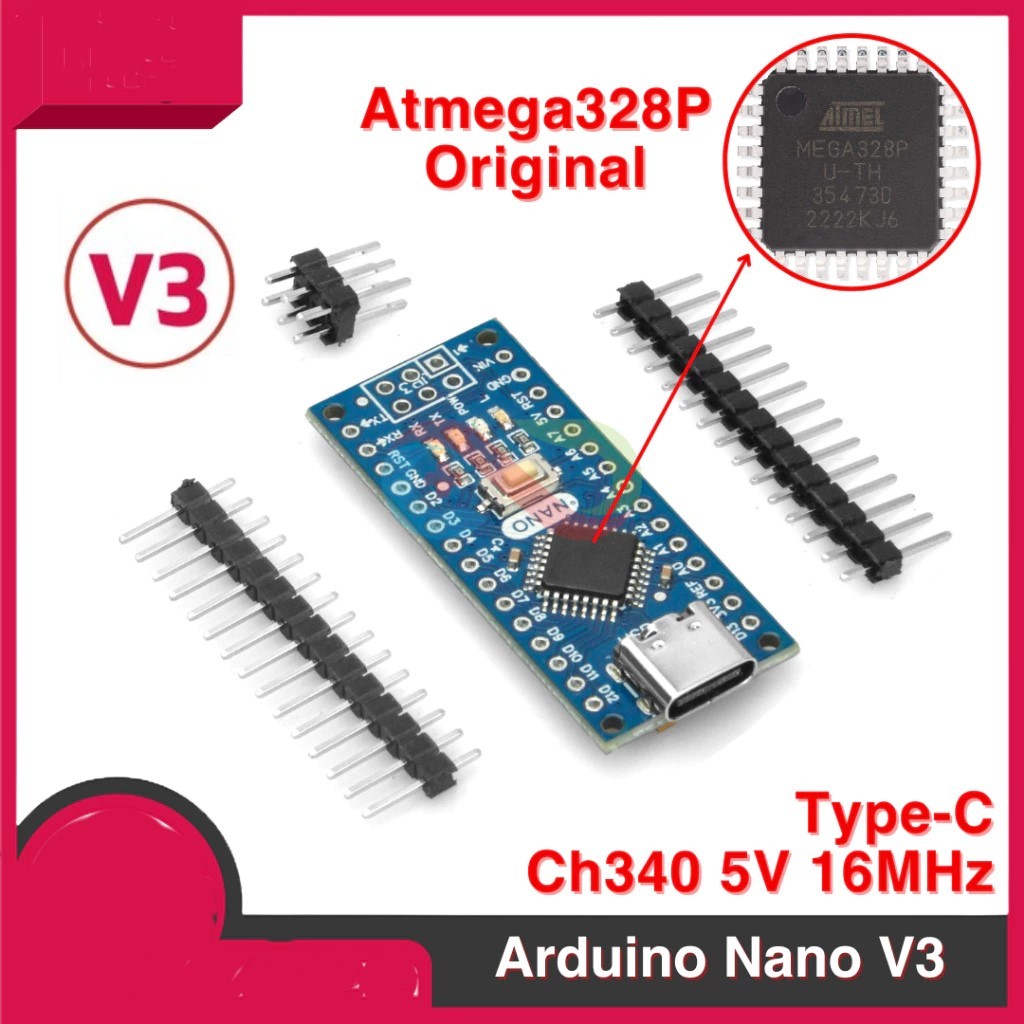 Jual ARDUINO NANO V3 ATMEGA328P CH340G 5V BOARD TYPE-C | Shopee Indonesia