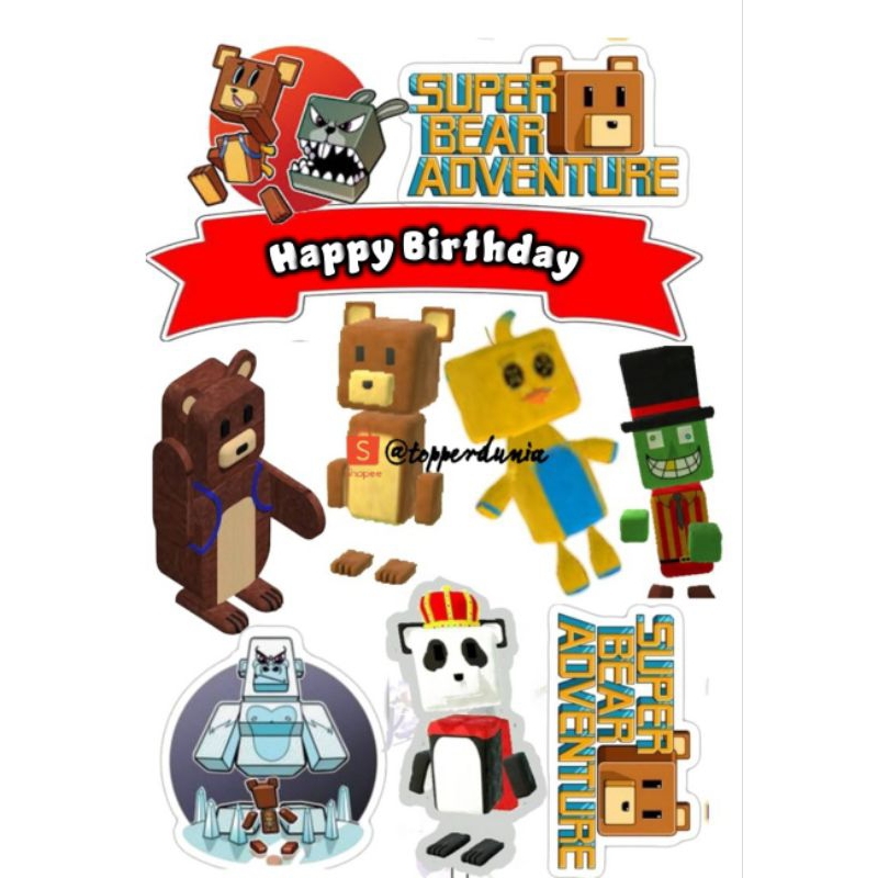 Jual TOPPER Cake SUPER BEAR ADVENTURE Custom/Hiasan Kue ULTAH Anak ...
