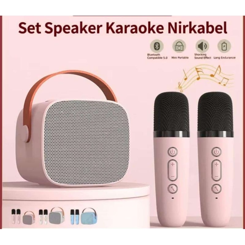 Jual speaker microphone karaoke set 2 mic bluetooth | Shopee Indonesia