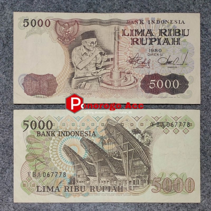 Jual Used original uang kuno 5000 rupiah asah intan tahun 1980 5rb 5k ...