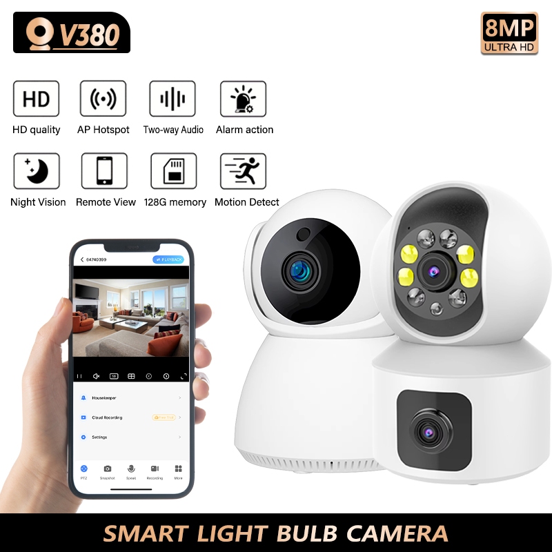 Jual NoV CCTV V380 pro Ip Camera mini Smart Indoor HD 1440P 8MP PTZ ...
