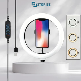 STORISE Lampu LED Ringlight Selfie 26cm Make Up Vlog Live Stream Ring Light Studio Adjustable
