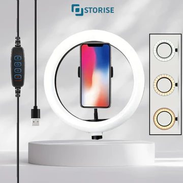 STORISE Lampu LED Ringlight Selfie 26cm Make Up Vlog Live Stream Ring Light Studio Adjustable