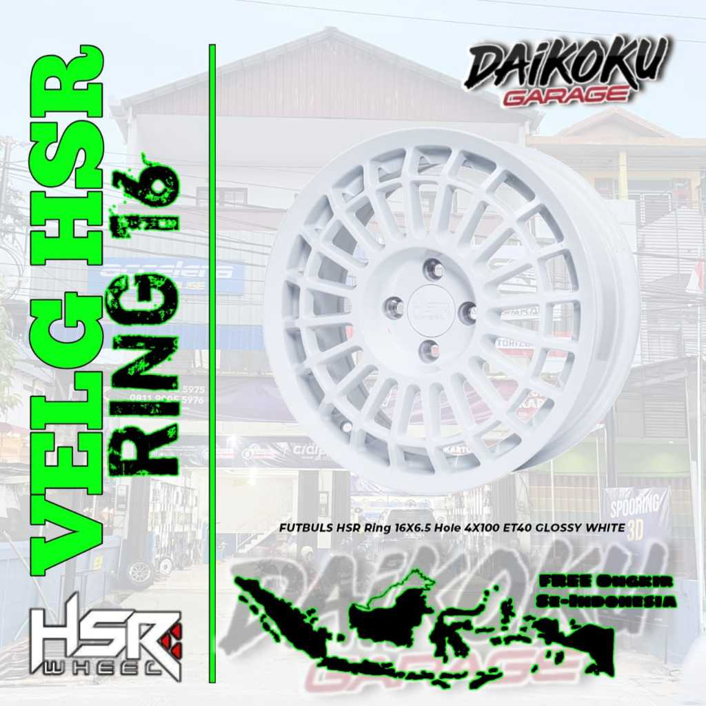 Jual Velg Mobil Rally Look HSR FUTBULS White Ring 16 Baut 4x100 (Brio ...