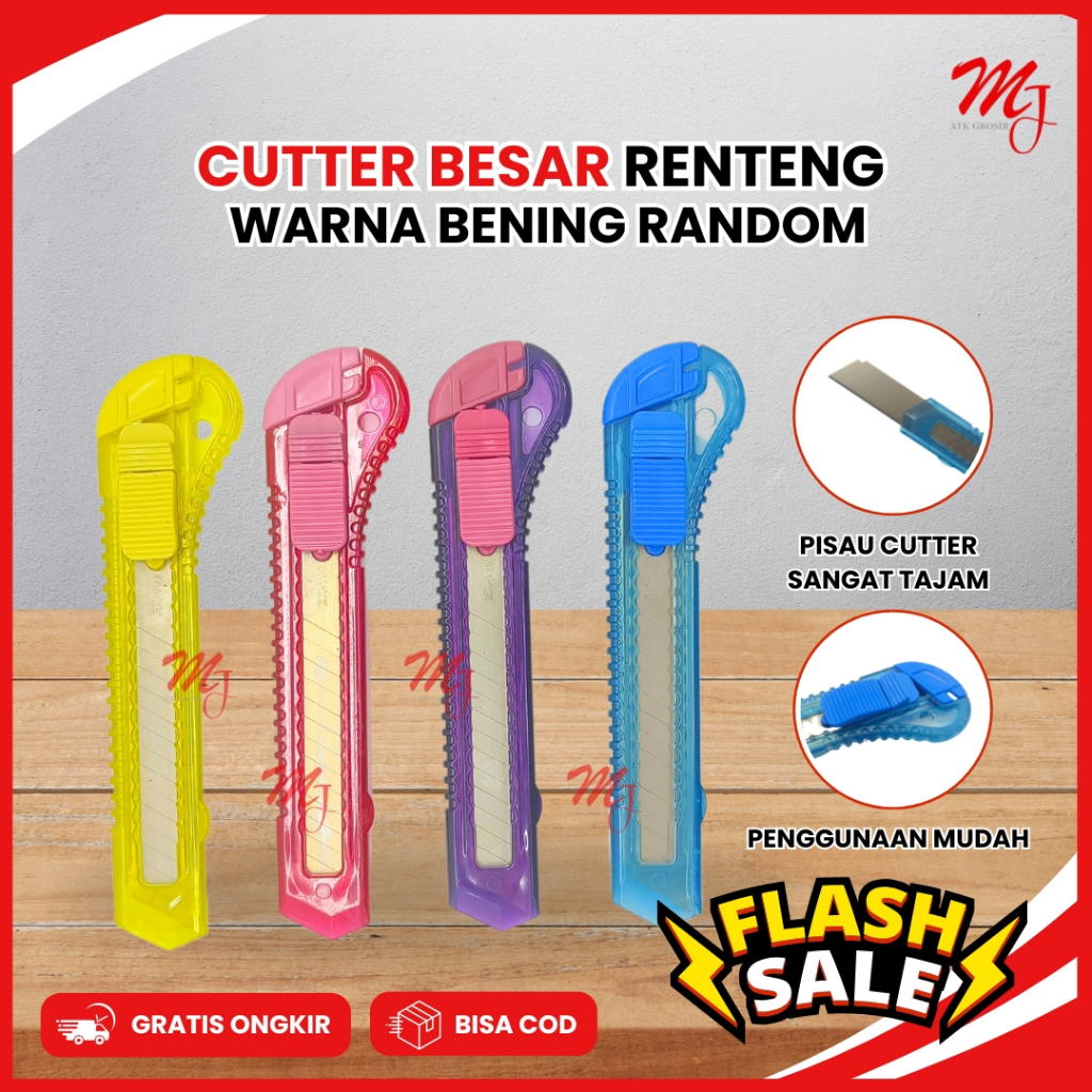 Jual (isi 12 pcs)Cutter Kater Bening Renteng Besar Berwarna | Shopee ...