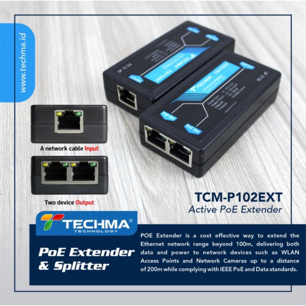 Jual TECHMA PoE Extender 10/100mbps [Indoor dan Outdoor] UP TO 100mtr ...
