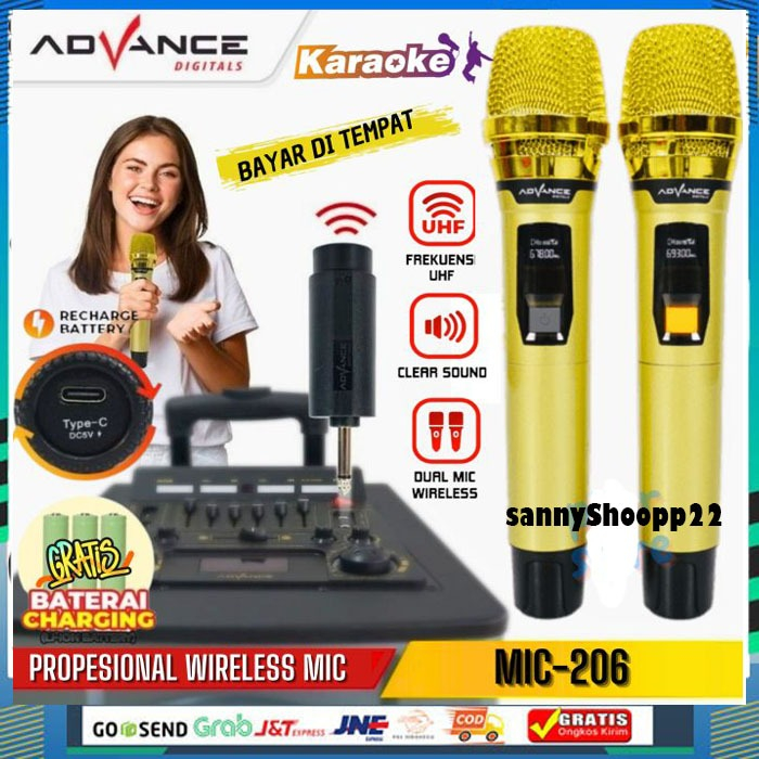 Jual mic tanpa kabel Advance MIC-206 /106 Double Digital Mic Wireless ...