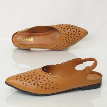Michiko Sepatu Flatshoes Slop On Wanita Motif Bunga