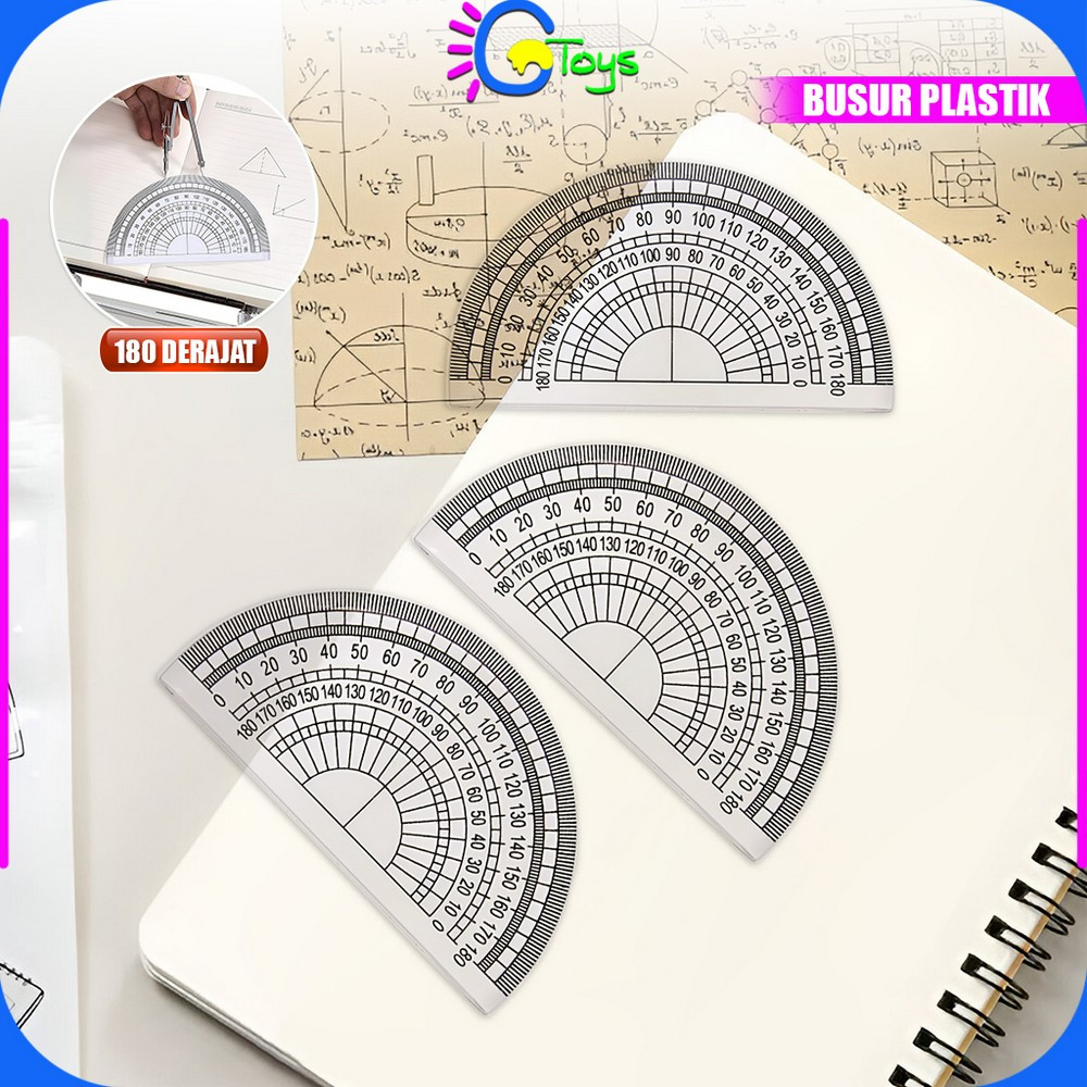 Jual CR-A108 Busur Derajat Plastik Transparan Plastic Protractor 180 ...