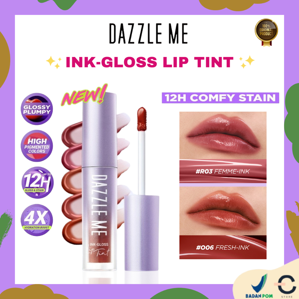 Jual [ORI BPOM] DAZZLE ME Ink-Gloss Lip Tint Watery Ink Gel Tahan Lama ...