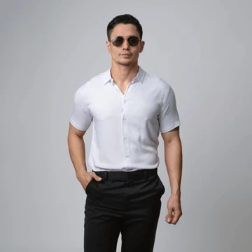 VENGOZ Kemeja Pria Pendek Slim Fit Viscose Red Wine SS