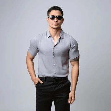 VENGOZ Kemeja Pria Pendek Slim Fit Viscose Red Wine SS