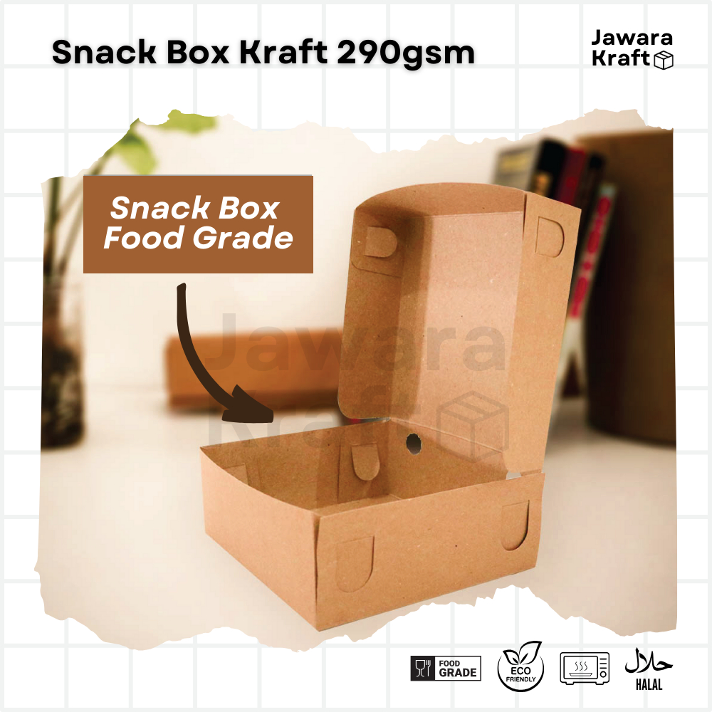 Jual (100Pcs) Paper Snack Box Kraft 290gsm Laminasi - S M L XL - PE ...