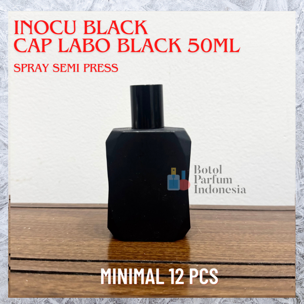 Jual Botol Parfum Kaca Inocu Black 50ml Cap Labo Black Spray Semi Press ...
