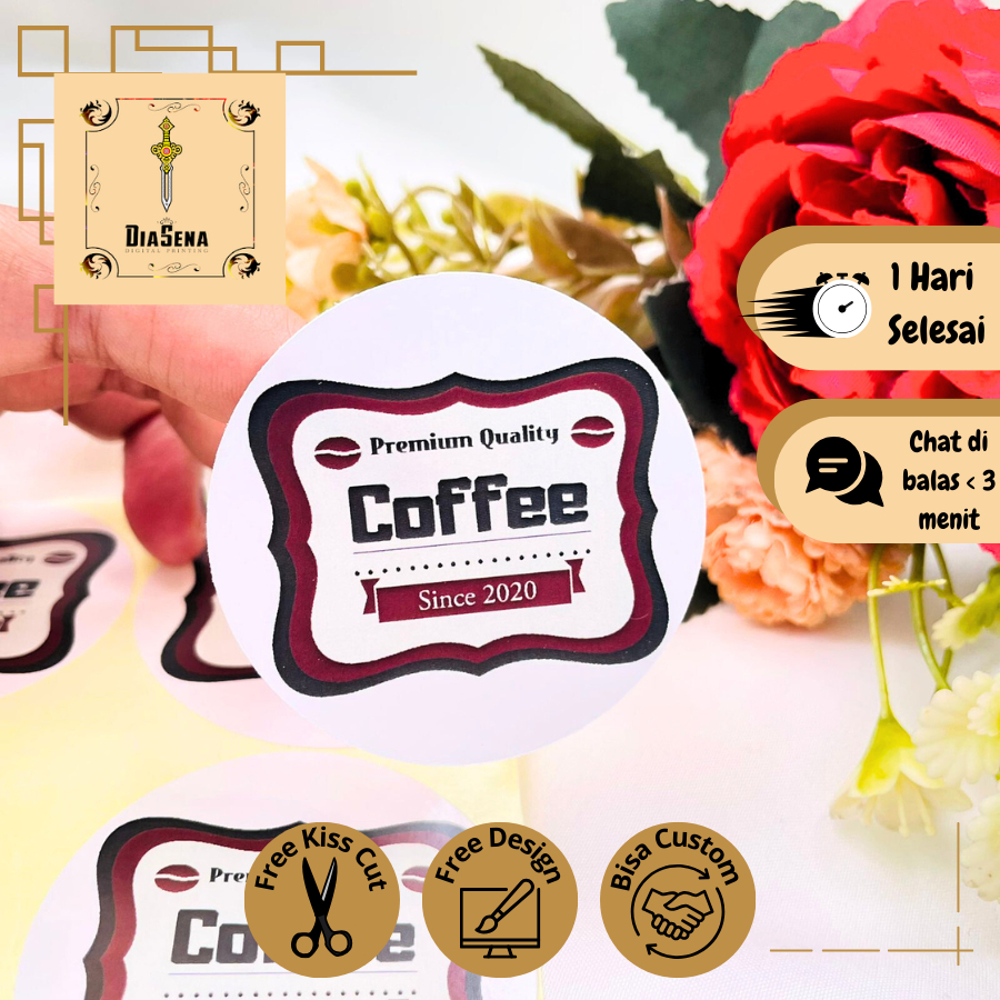 Jual 2-4 Stiker Minuman Coffe Diasena Sticker Label Packaging Botol Cup ...