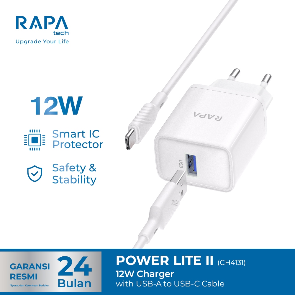 Jual RAPAtech Charger Power Lite II Charger USB 12W With Type C / Micro ...