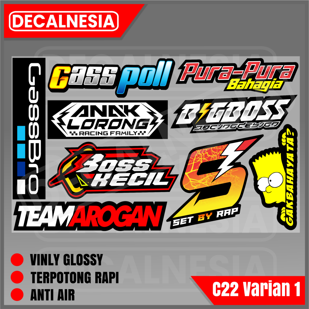 Jual Stiker Mata Racing Pack Motor Helm Kata Kata Sticker Variasi Mobil ...