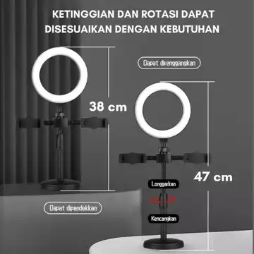 Ring Light 16cm Tripod 2 Holder HP Ring Light Tripod Mini Stand HP Live Stream Selfie Make Up