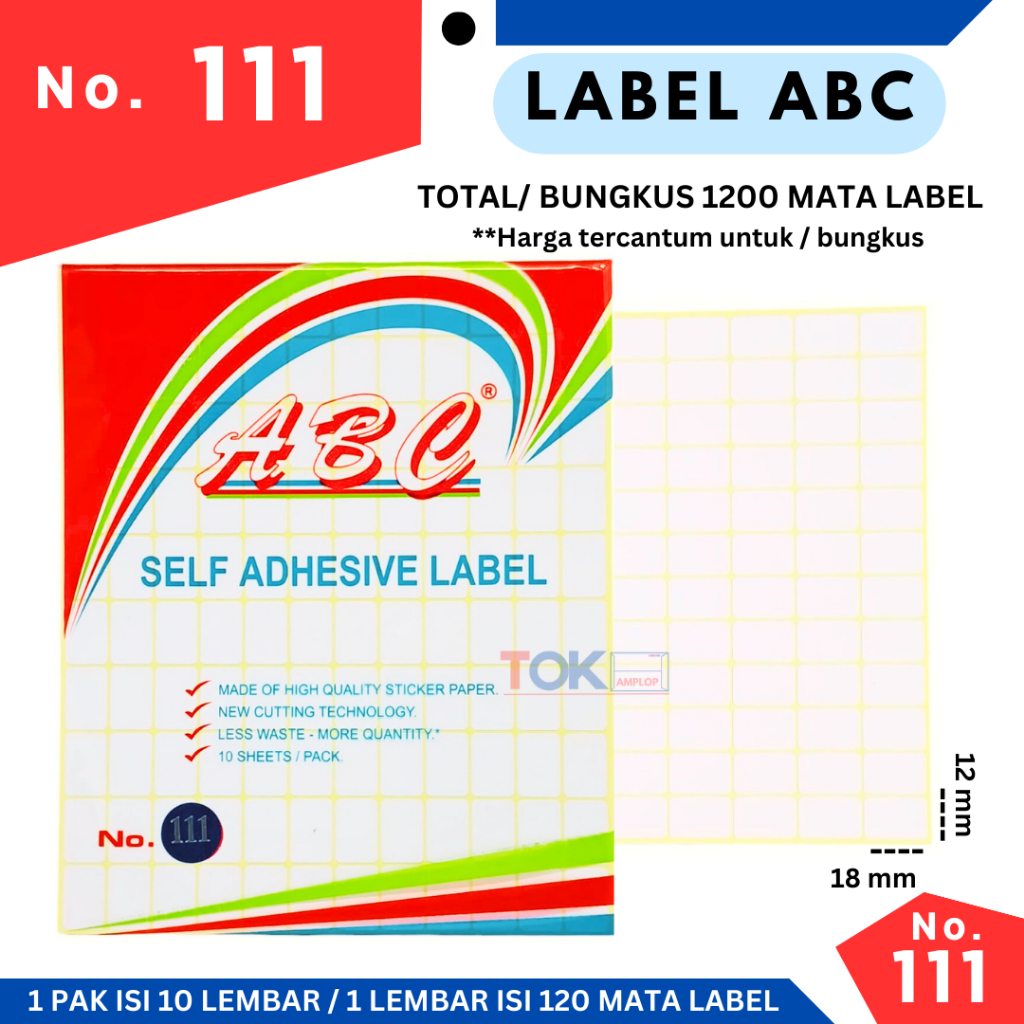 Jual Stiker Label ABC 111 Polos ( self adhesive label ) / label ...