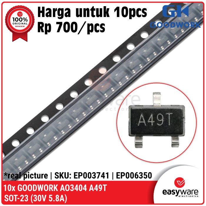 10 Buah 10Pcs A49T Sot-23 SOT AO3404 A42TF N-Channel Mosfet 30V 5.8A AO 3404 AA9T | Indonesia